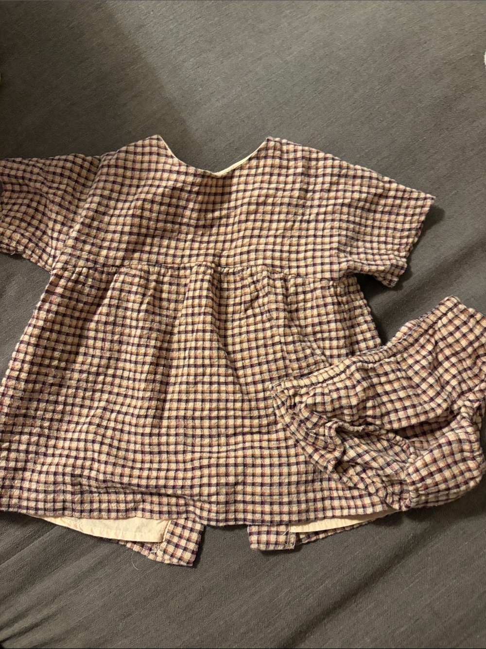 Zara Check Cotton Diaper Cover Set in Beige and Brown